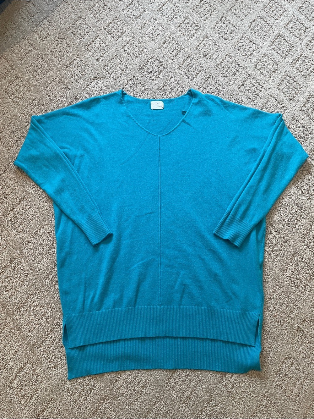 Relaxed Teal Scoop Neck Sweater